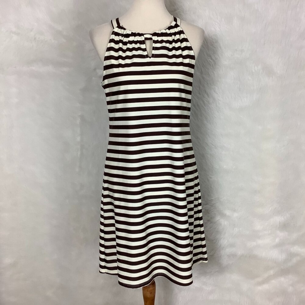 Jude Connally Sleeveless Brown & Ivory Striped Lisa Dress Preppy M